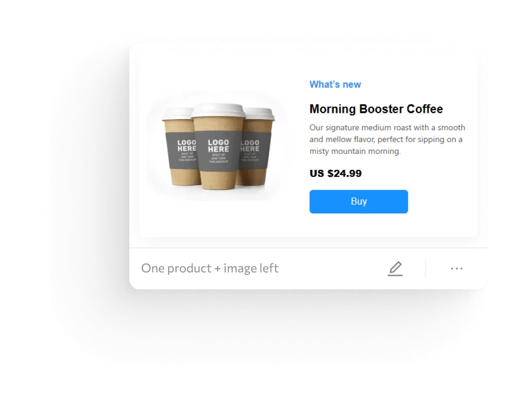 A product block: one item with an image on the left