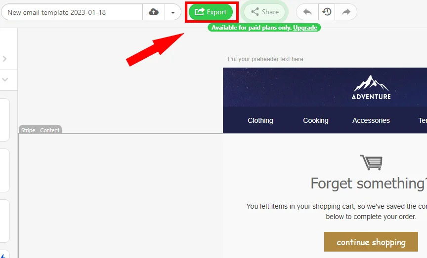how to export an email from stripo