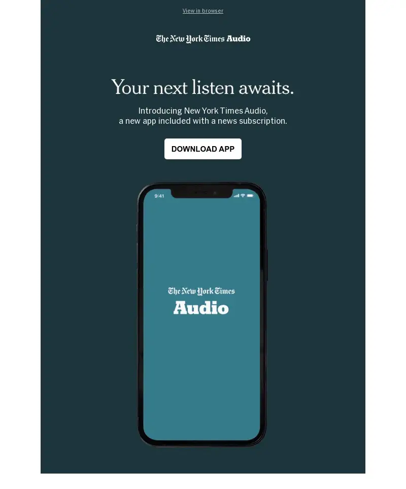 Animated email by The New York Times that announces the new mobile app.