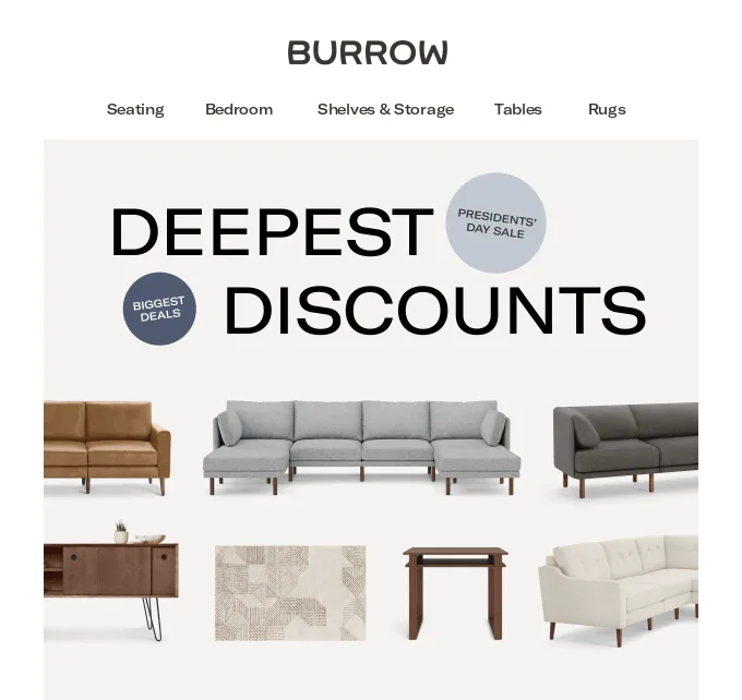 E-Mail von Burrow mit Menü im Header
