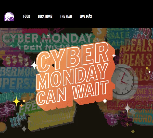 Email di Taco Bell che riprende l’idea espressa nell’oggetto per il Cyber Monday