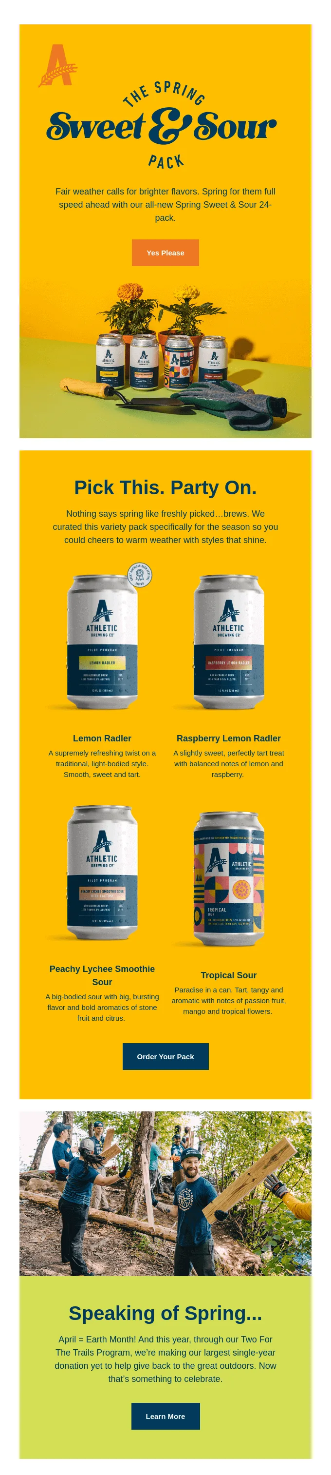 Farbenfrohe Frühlings-E-Mail von Athletic Brewing