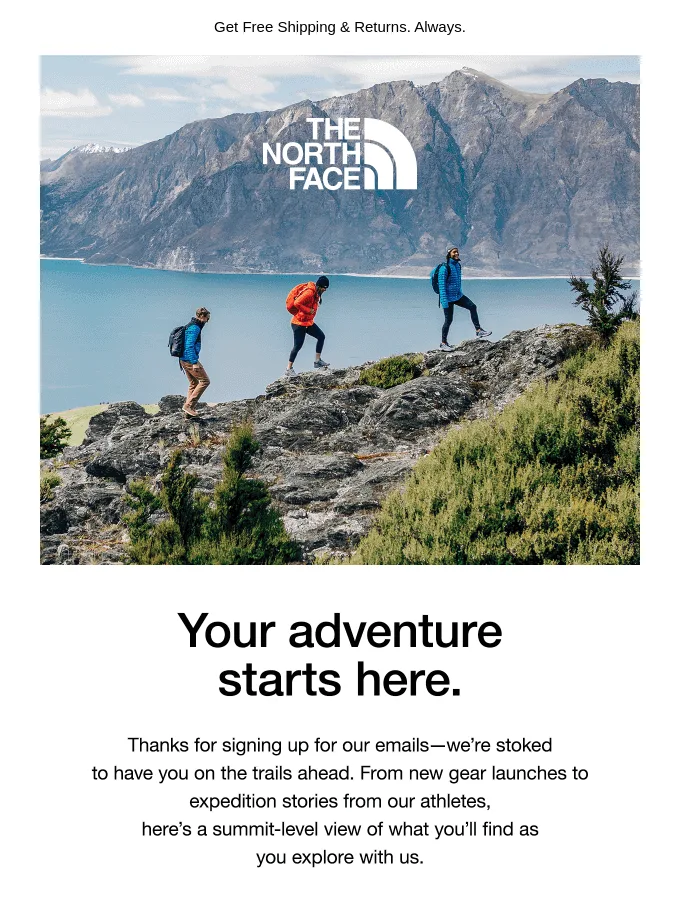 Newsletter Banner with a brand logo by The North Face