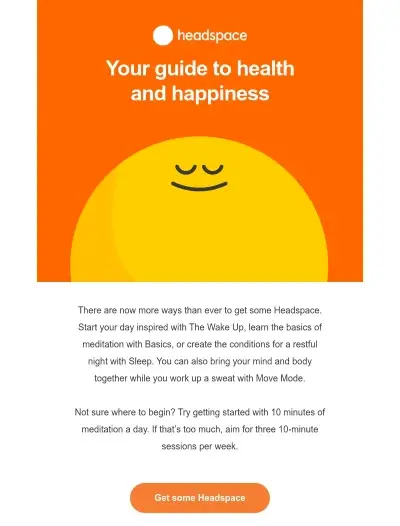 Animated email by Headspace that showcases the branding and style through minimalistic imagery.