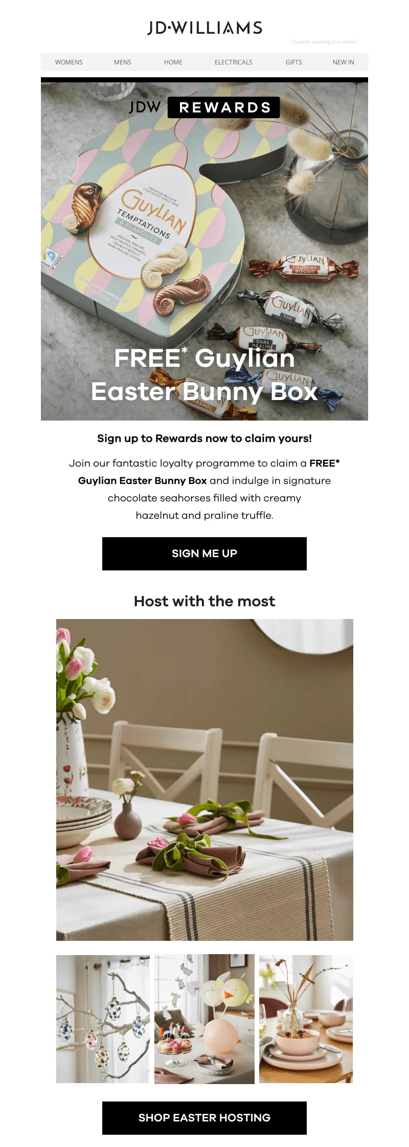 Oster-E-Mail von JD WILLIAMS