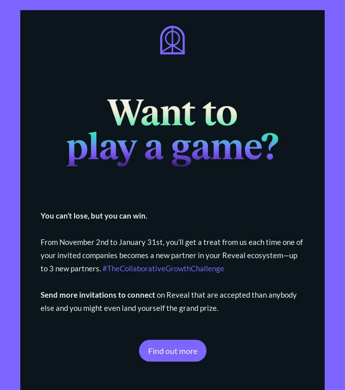 Referral email template example by Reveal