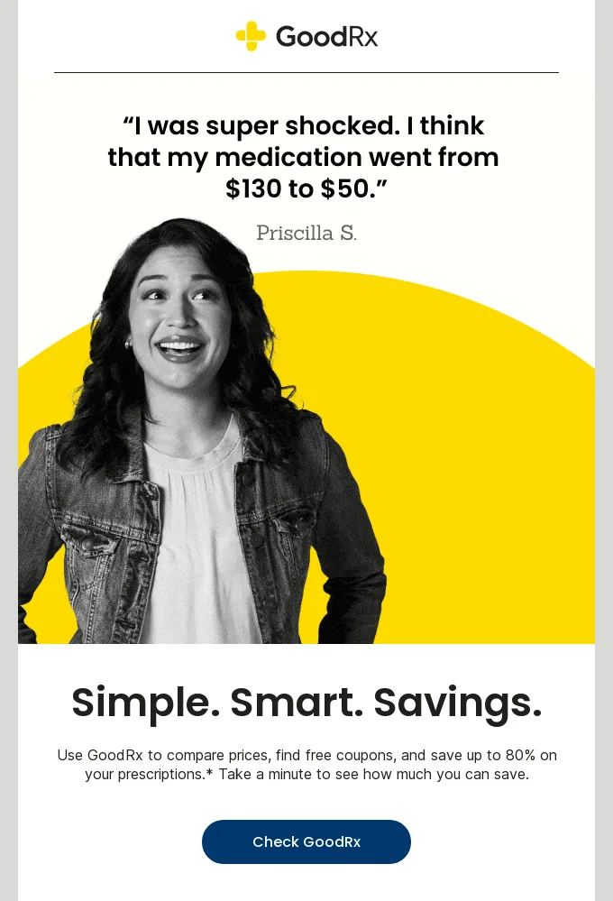 Newsletter banner with customer reviews by GoodRx