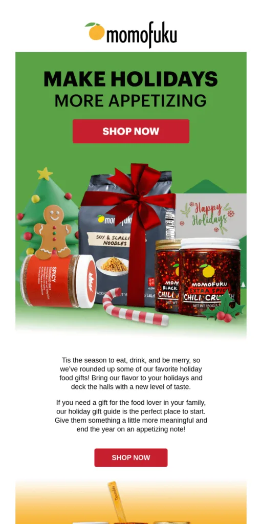 A centralized Christmas email copy: make holidays more appetizing