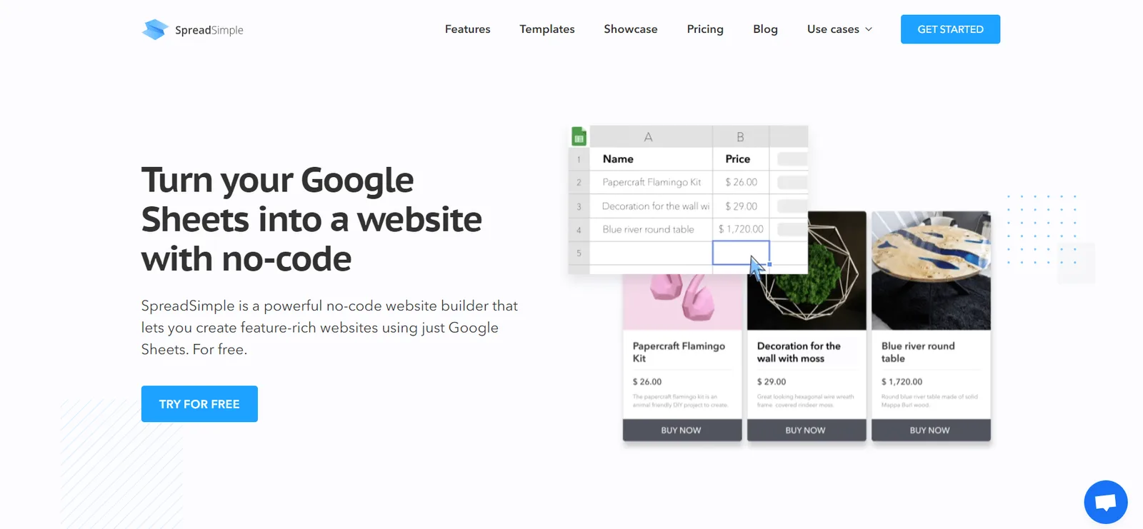 SpreadSimple no-code website builder
