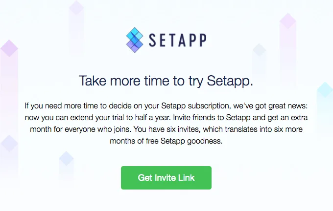 Referral email template with a checklist by Setapp
