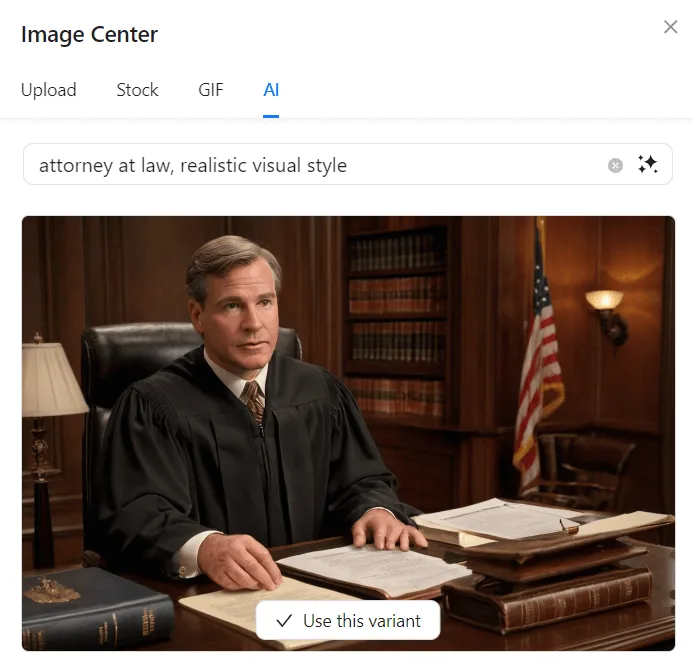 Image of an attorney created using Blocks AI generator