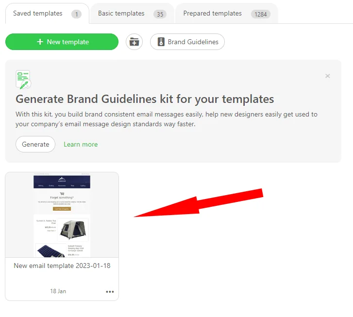 how to find an email in stripo emails library