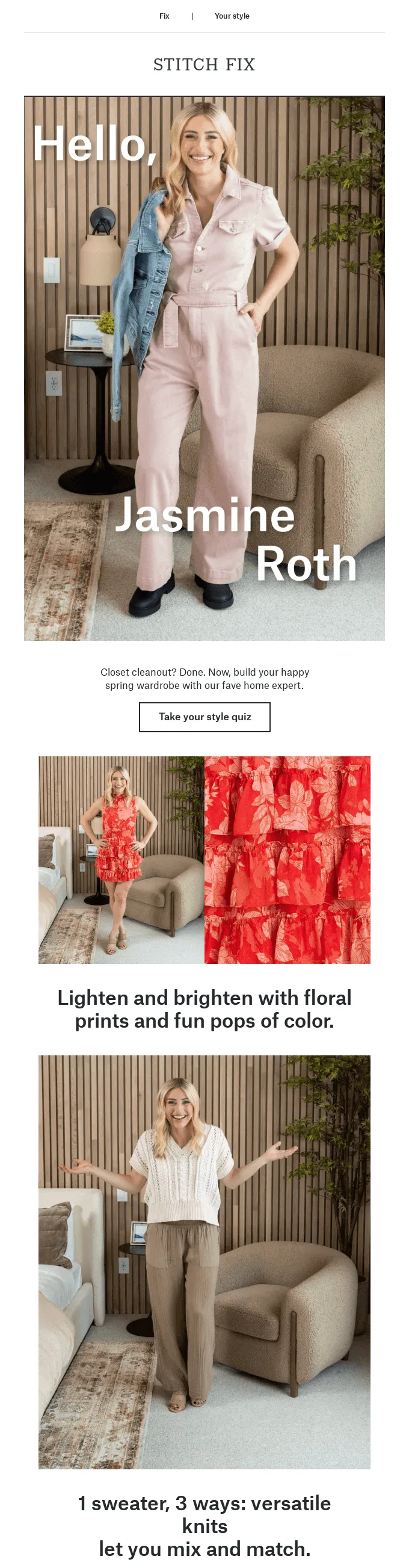 Frühlingskampagne von Stitch Fix mit Werbung für die Frühlingskollektion