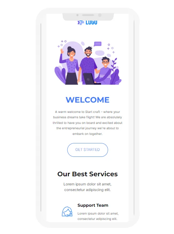 Example of a mobile-friendly template created using Blocks