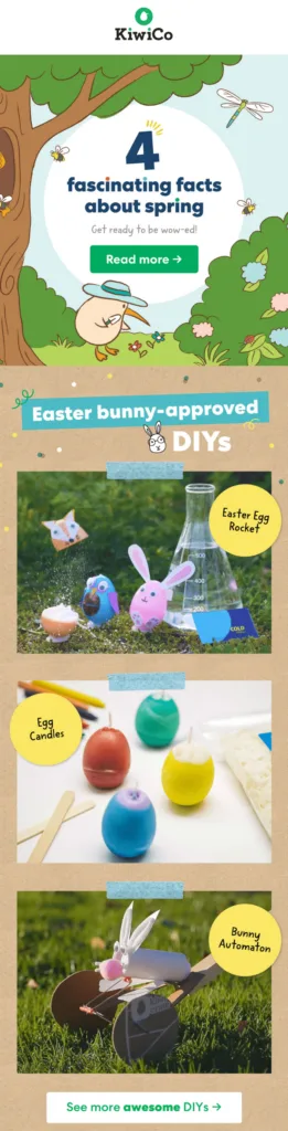 Email de Pascua de KiwiCo con ideas de manualidades