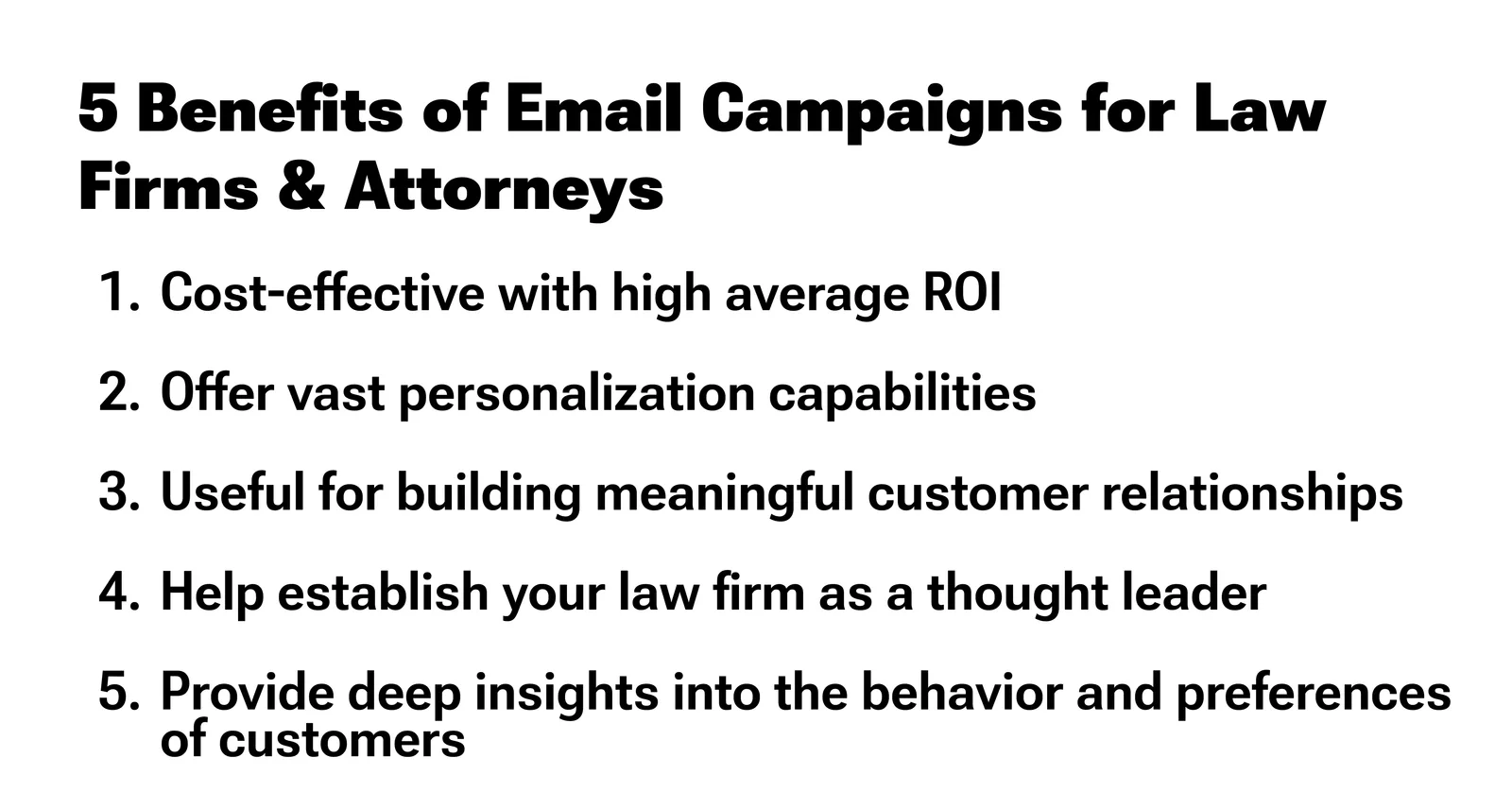 the list of benefits of email mrketing for attorneys and law firms