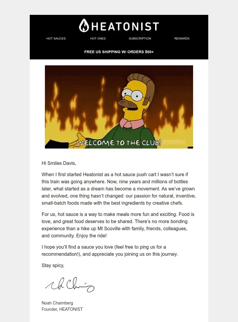 Email by Heatonist that includes the animated GIF fragment from The Simpsons.