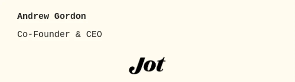 Signature de PDG dans un e-mail de Jot