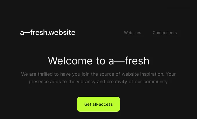 E-Mail von a-fresh.website mit minimalistischem Header und zwei Links