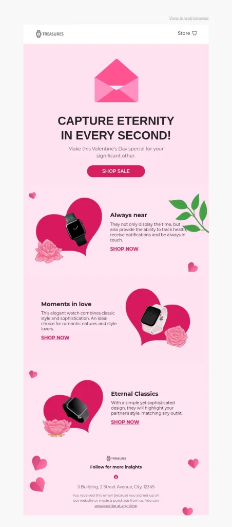 E-Mail-Vorlage zum Valentinstag von Blocks.