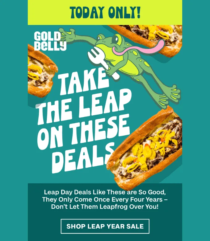 Leapfrog-Sale-E-Mail von Goldbelly