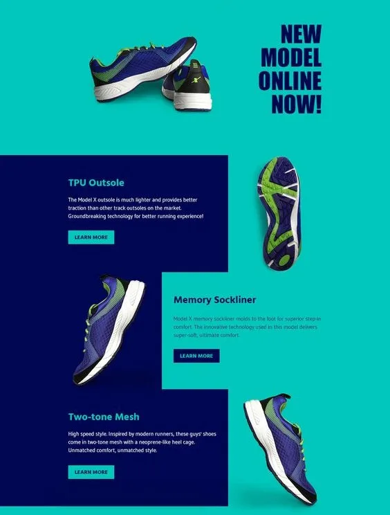 An example of an email template with a PNG using drop shadows