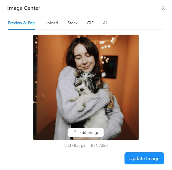 Blocks Image Center: Preview & edit, upload, stock, AI