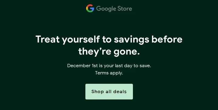 Email di Google che approfondisce l’offerta presentata nell’oggetto per il Cyber Monday