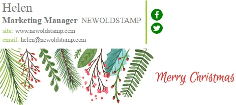 Festliche E-Mail-Signatur „Merry Christmas“ mit Tannenbäumen und Blättern