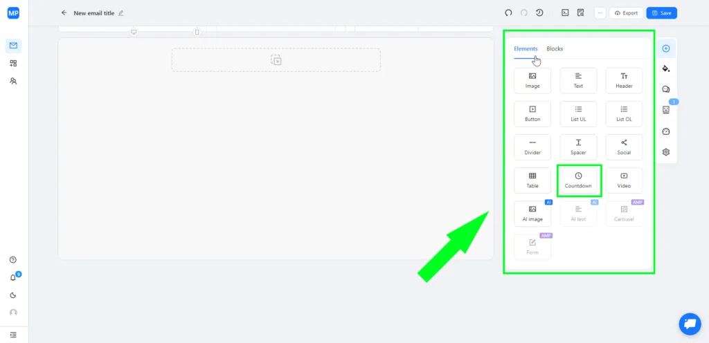 Wo Sie das Countdown-Timer-Element in Blocks finden
