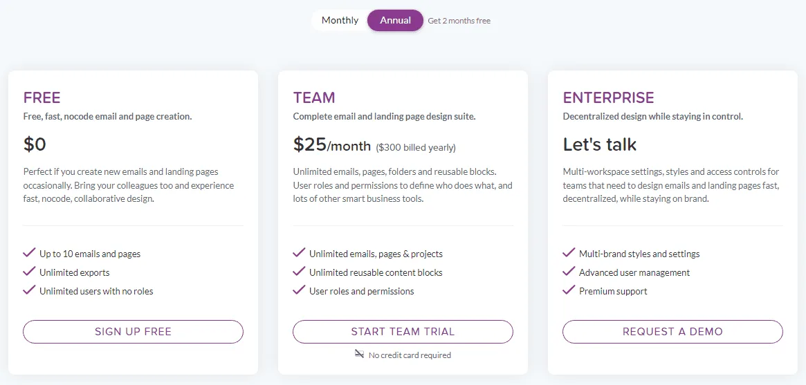 planes de precios anuales de beefree