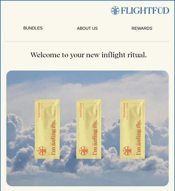 Назва бренду FLIGHTFUD, вирівняна праворуч у хедері розсилки
