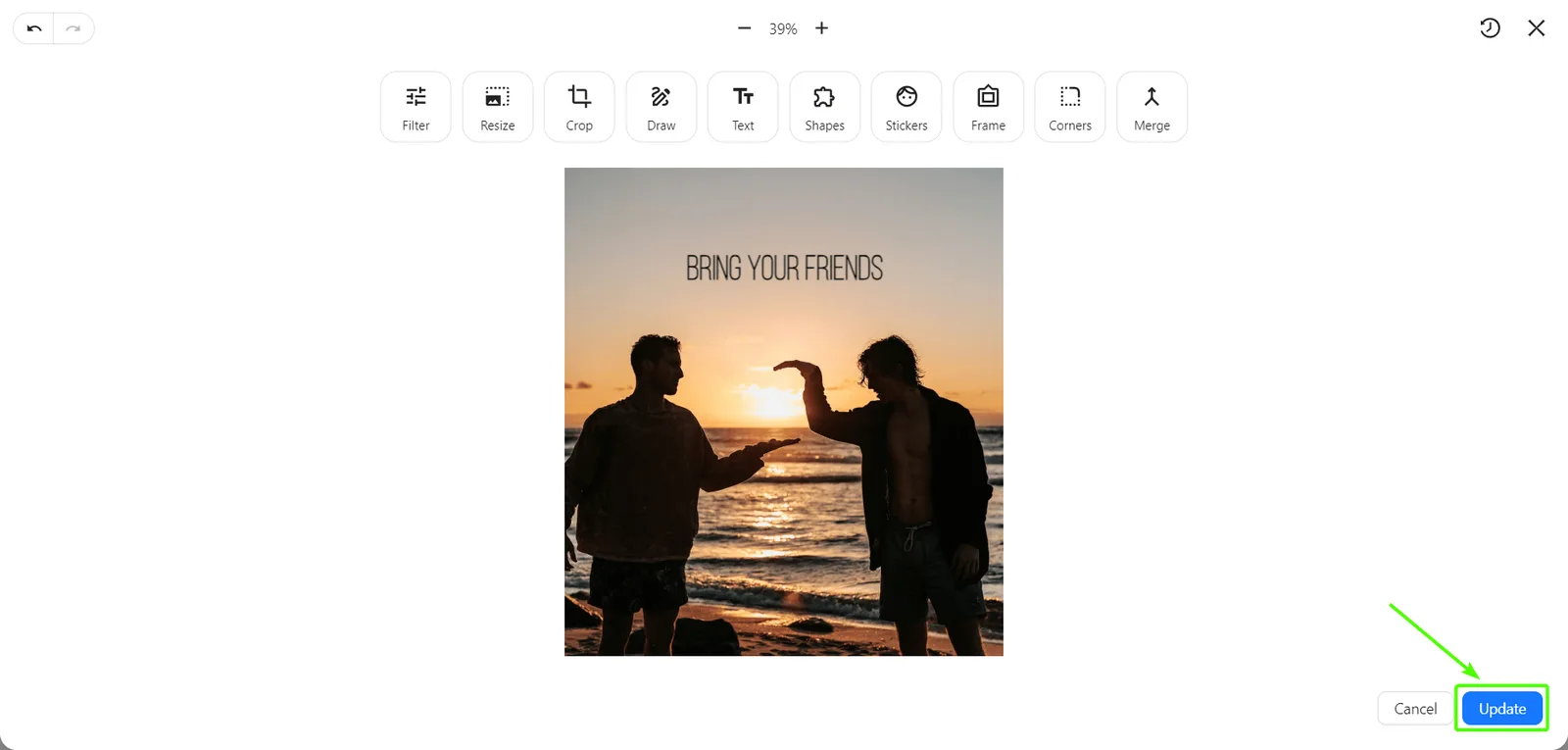 Update button in the Image Center