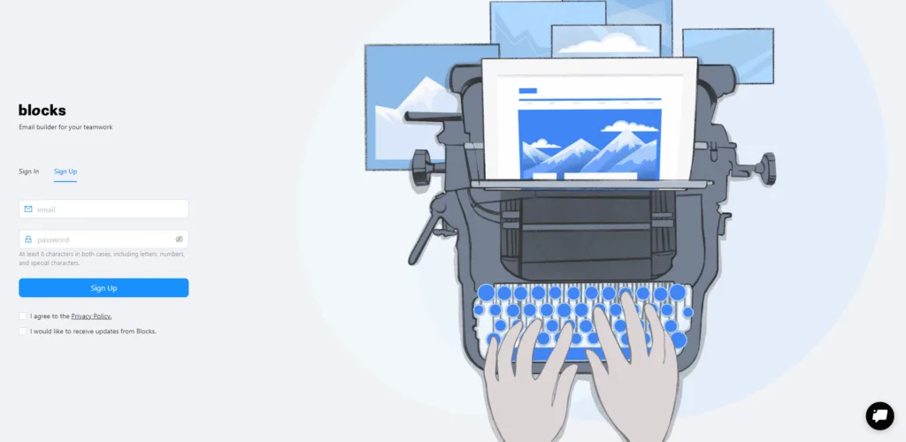 la pagina di accesso di Blocks