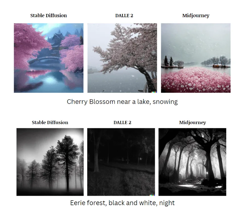 Les différences entre les images de DALL·E 2, Stable Diffusion et Midjourney