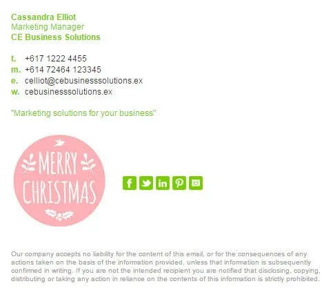 Ein „Merry Christmas“-Icon in der festlichen E-Mail-Signatur