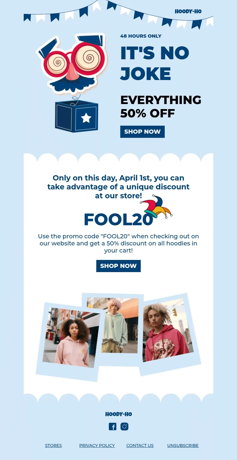Modelo de e-mail do Blocks para o Dia da Mentira