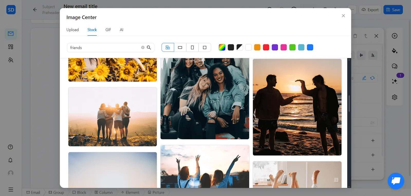 A variety of images in the Image Center