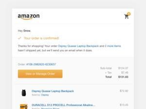 amazon order confirmation email