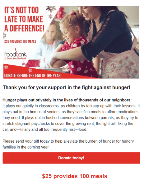 fundraising email template by foodbank with the caption: "It's not too late to make a difference"
