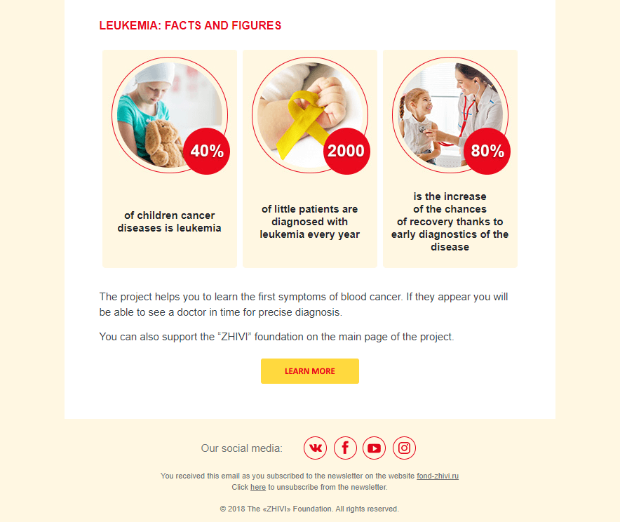 infographics for a fundraising charity email
