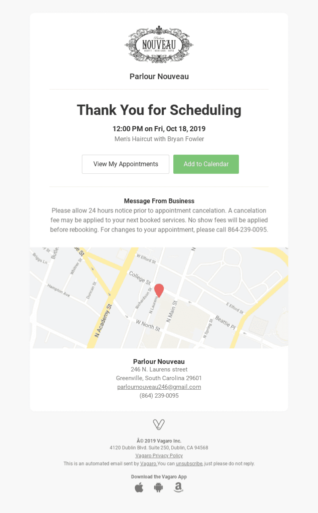 esempio di email di appuntamento