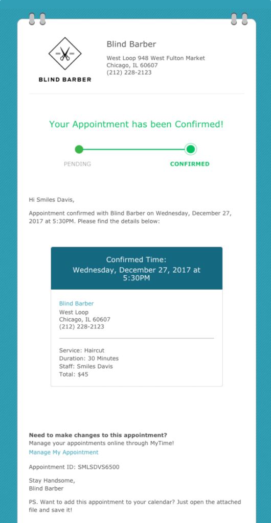 un esempio di email di appuntamento