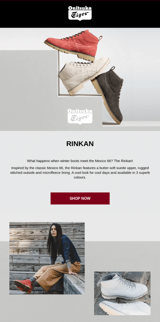 Modello di email di moda con layout asimmetrico
