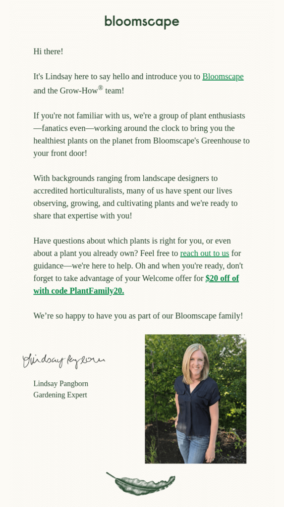 Bloomscape team introduction email