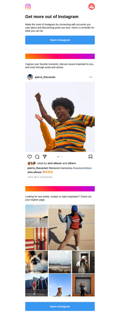 Benachrichtigungs-E-Mail von Instagram