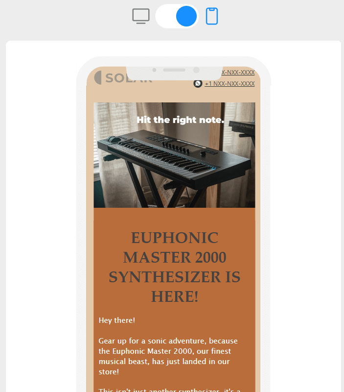 Mobile-friendly music template created in Blocks