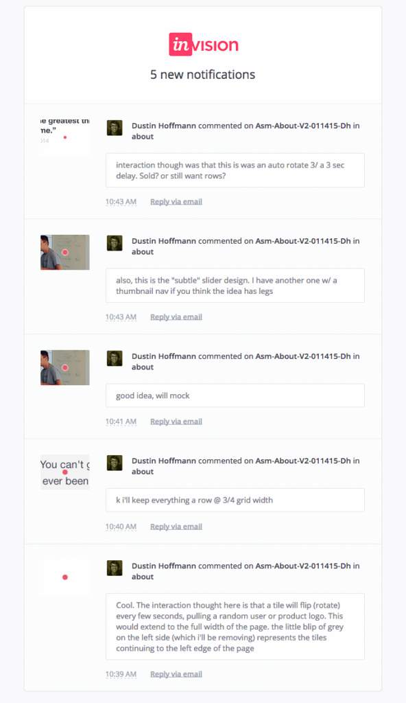 Benachrichtigungs-E-Mail von InVision