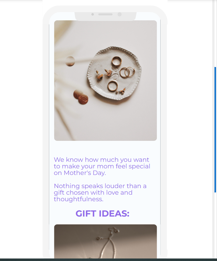 Mobile version of a Blocks' email template