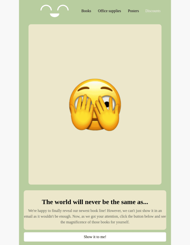 Blocks teaser email template about a new book line